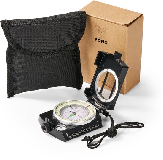 YONO Militair Kompas - RVS - Inklapbaar - Kaartlezer - Liniaal - Metaal - Survival - Zwart