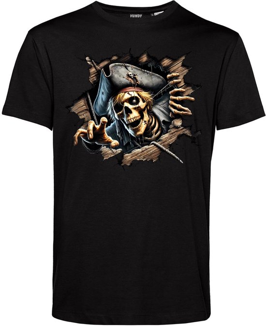 T-shirt Piraat Outbreak | Carnavalskleding | Foute Party | Zwart | maat M