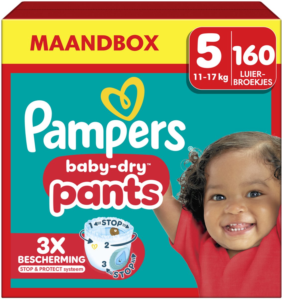 Goedkoopste Pampers Baby-Dry Pants - Maat 5 (12kg-17kg) - 160 Luierbroekjes - Maandbox