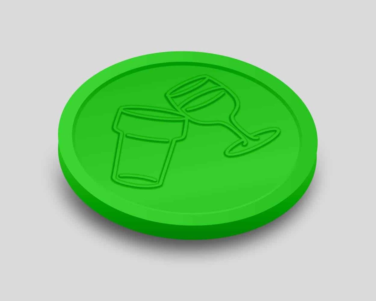 Reliëfmunten Bier en Wijn 29mm / Consumptiemunten / Betaalmunten (per 250 stuks) - FLUOR GROEN