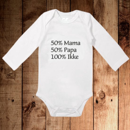 Body mezza manica in cotone con stampa 50% mamma 50% papà 100% Cuore