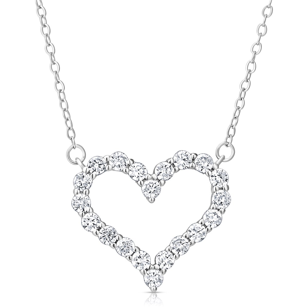 Juwelium Ketting + Flowerbox Geschenkset | Luxe Zilveren Love Hart Ketting met Zirkonia | Perfect Cadeau voor Vrouw, Vriendin, Moeder, Dochter