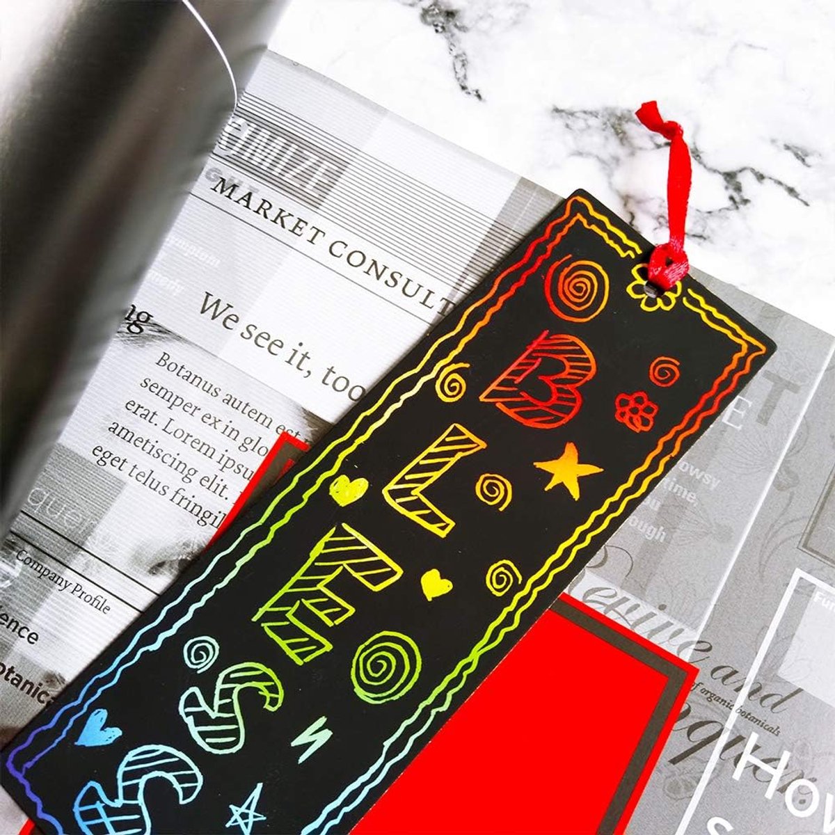 Partizzle 36x Magische Boekenleggers - Scratch Art Tekenen - Bladwijzer Uitdeelcadeautjes - Grabbelton Traktatie Cadeautjes - Voor Kinderen — afbeelding 8