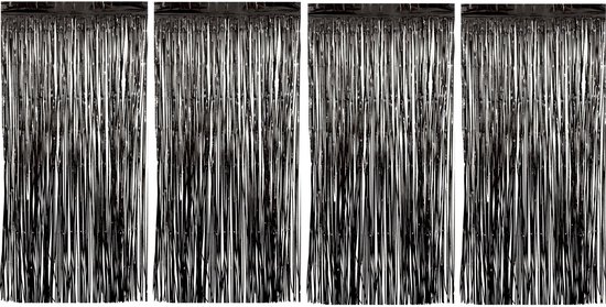 Folie wand en deurgordijn versiering - 4x - zwart - 200 x 100 cm - Feestartikelen - Brandvertragend