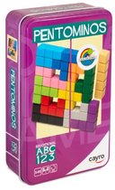 Cayro Pentomino's Metalen Doos - Klassiek Puzzelspel met 12 Unieke Vormen - 41 Uitdagingen - Draagbare Metalen Bewaardoos - 1 Speler - Vanaf 5 Jaar - Cayro Collection