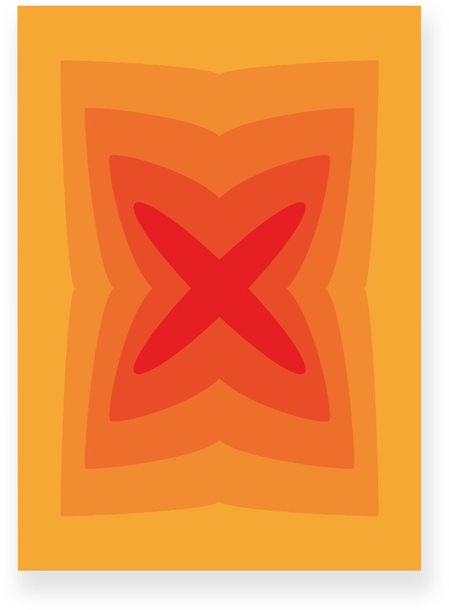 Yisual Poster 20x30 cm - Abstracte Kleurovergang - Kruis - Geel - Oranje - Vintage - Op-Art - Muurdecoratie - Wanddecoratie