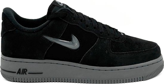 Nike Air Force 1 Jewel - Maat 44- Suède - Zwart / Grijs - Sneakers Heren