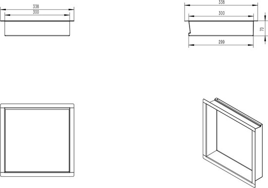 Vidaxl douchenis 32x62x9 cm roestvrijstaal matzwart