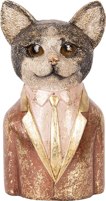 Clayre & Eef Decoratie Beeld Kat 23 cm Bruin Kunststof
