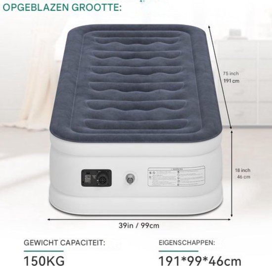 Zelfopblazend Luchtbed - Compact Design - Inclusief Elektrische Pomp van Merkloos — afbeelding 4
