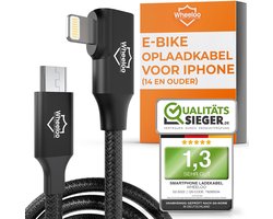 Wheeloo E-bike oplaadkabel voor iPhone I voor alle fietscomputers bijv. Bosch, Yamaha, impulsen, BH Bikes E-bike display I Micro USB naar Lightning stekker I Micro-USB-kabel met OTG-functie I