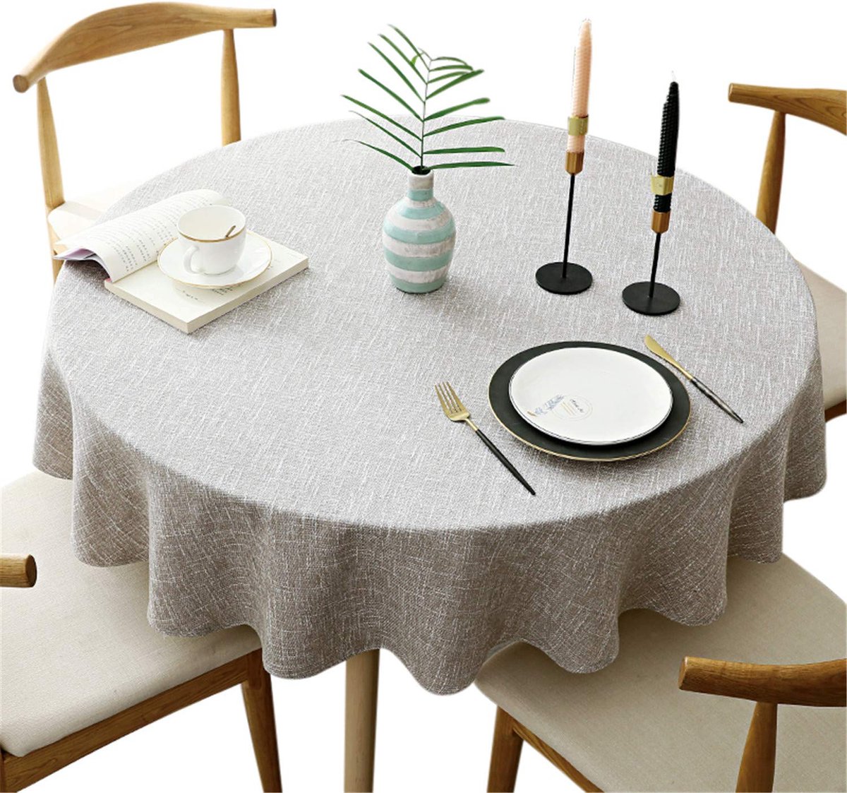 La'Moussawi ® Charmante Zware Ronde Tafelloper voor Stijlvolle Eettafel Decoratie van Katoen en Linnen, 160 cm