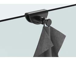 Fortifura Galeria handdoekhaak voor glaswand - geschikt voor 8mm glas - Geborsteld Gunmetal PVD