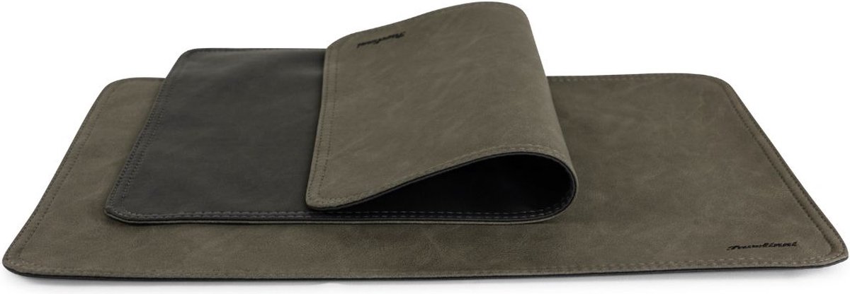 Pavelinni | Basic Line | Dubbelzijdige Placemat in eco-leer | Omkeerbaar | 30x45cm | Smoked/Graniet (K06/K07)