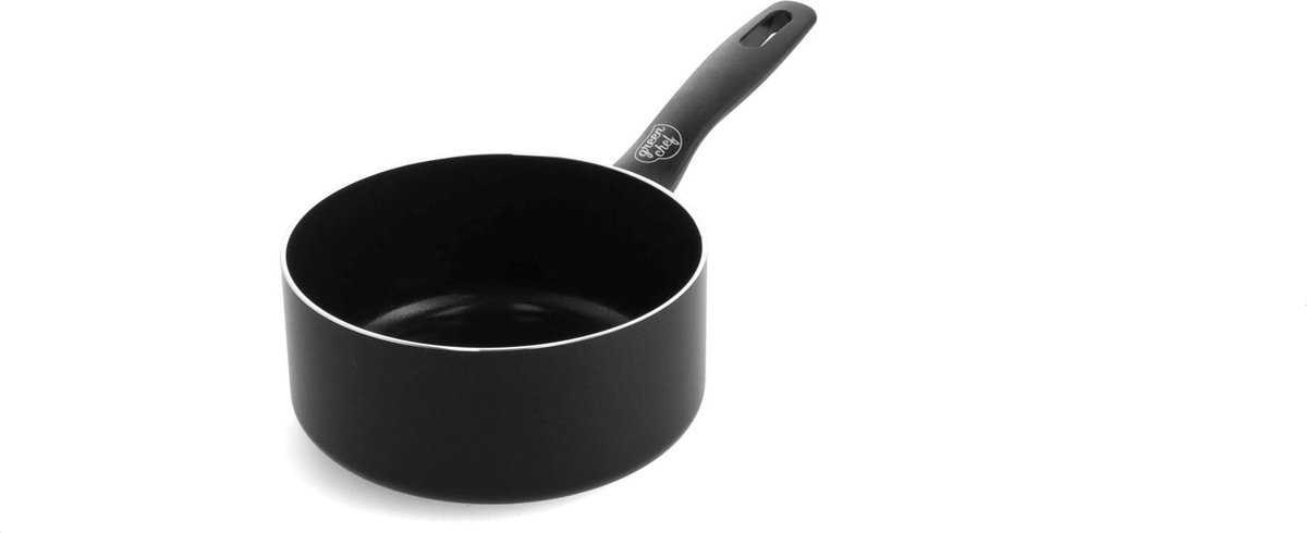GreenChef Prime keramische inductie steelpan zonder deksel 18cm - 2L - PFAS-vrij - Inductie pan - Vaatwasserbestendig - Ovenbestendig tot 160°C - keramische antiaanbaklaag - Gerecylceerd aluminium - Zwart