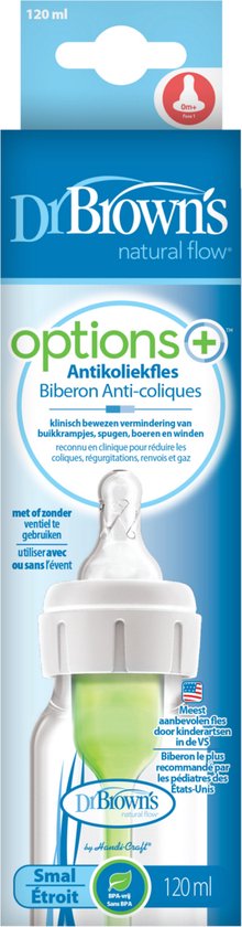 Dr. Brown's Options+ Anti-Colic Babyfles - Smalle halsfles - 120ml