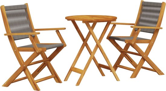 vidaXL 3-delige Bistroset staal grijs tuinset | tuin