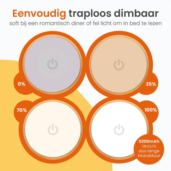 Goliving Lampe de Table Rechargeable – Sans Fil et dimmable – Lampe Tactile Moderne – Lampe de Nuit Chambre – 38 cm – Or