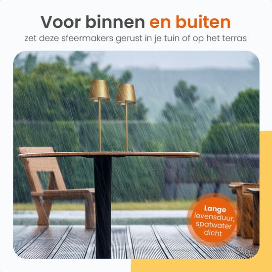 Goliving Lampe de Table Rechargeable – Sans Fil et dimmable – Lampe Tactile Moderne – Lampe de Nuit Chambre – 38 cm – Or