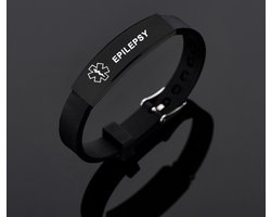 Armbandje epilepsy - waarschuwingsbandje - epilepsie - SOS bandje - zwart