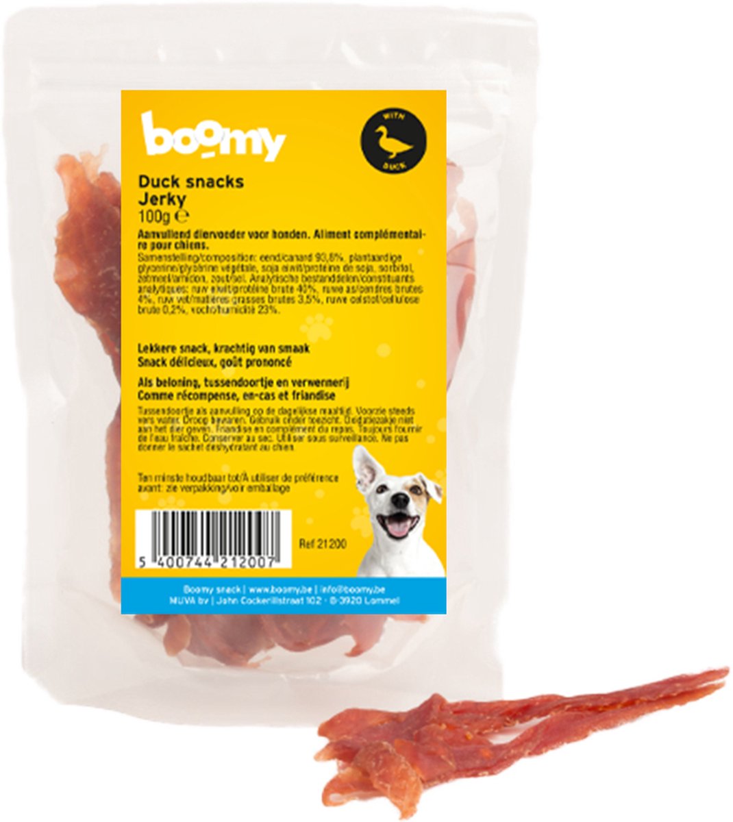 Boomy - Duck snacks jerky - Gedroogde eendenfilet - Natuurlijke hondensnoepjes - Hondenkoekjes - 3 x 100g