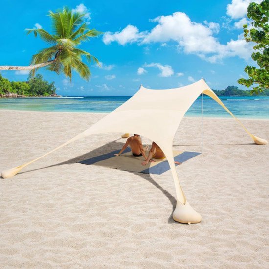 UV50+ Strandtent - Inclusief Zandankers en Picknickkleed - 2.4x2.4 m van Freesoo — afbeelding 5