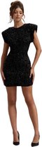 Robe Zwart Glitter élégante - Robe - Épaules - Robe de bal - Femmes - Brillance