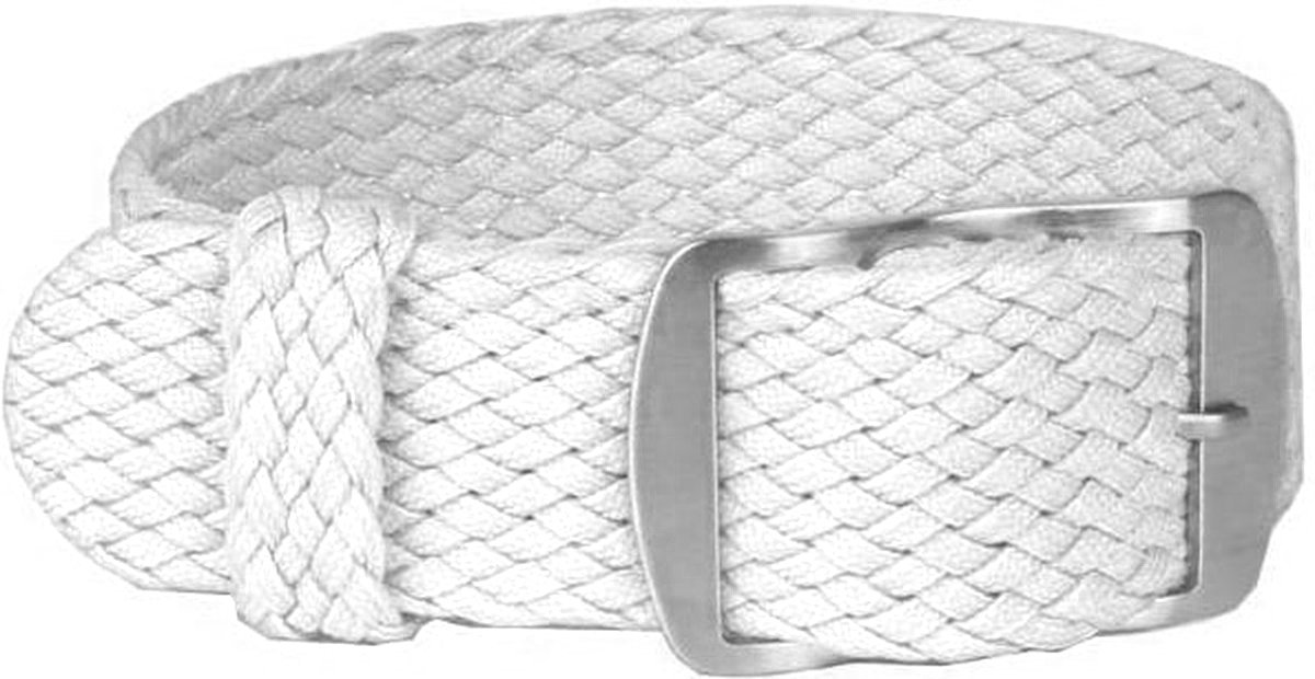 Premium Braided Perlon Strap - Geweven Perlon Horlogeband - Wit 18mm