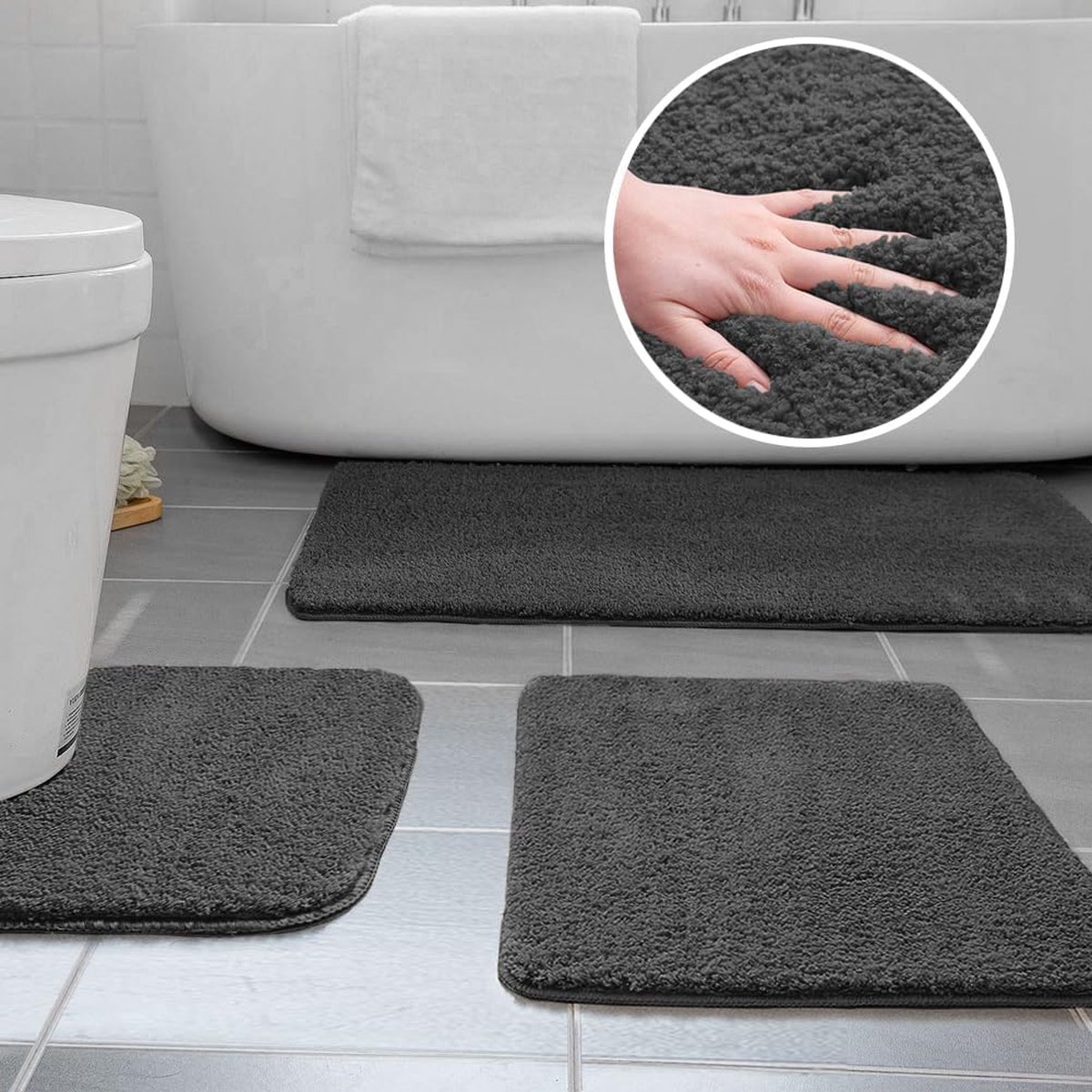 La'Moussawi ® Luxueuze 3-delige Badkamermattenset met Superieure Absorptie en Antislip Eigenschappen