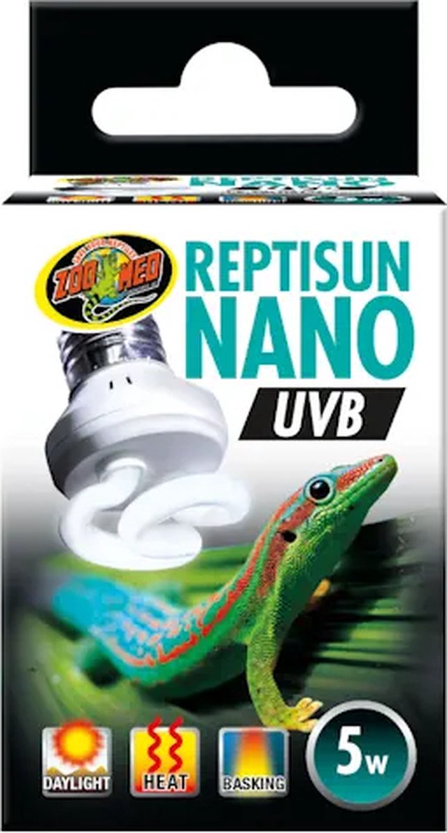 Zoo Med ReptiSun Nano UVB 5W compacte UVB lamp voor nano terraria en kleine reptielen en amfibieÃƒÂ«n
