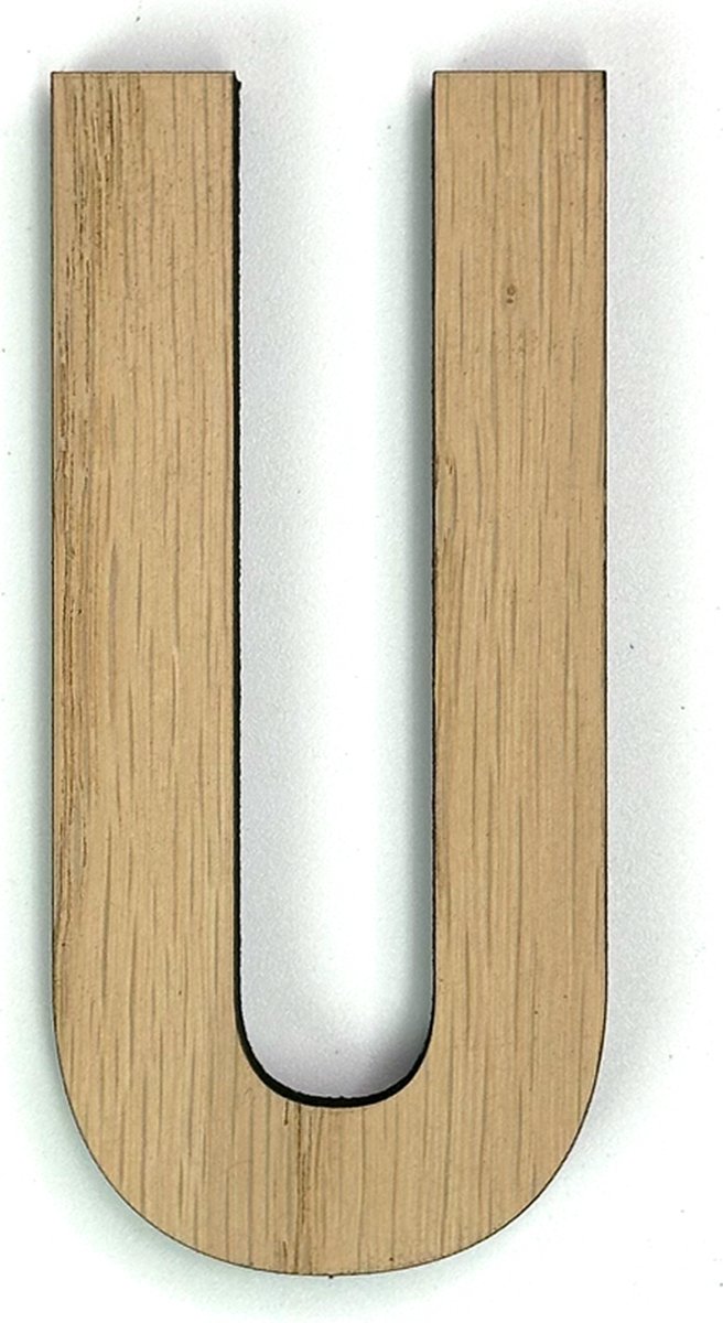 Houten letter U - 10 cm hoog