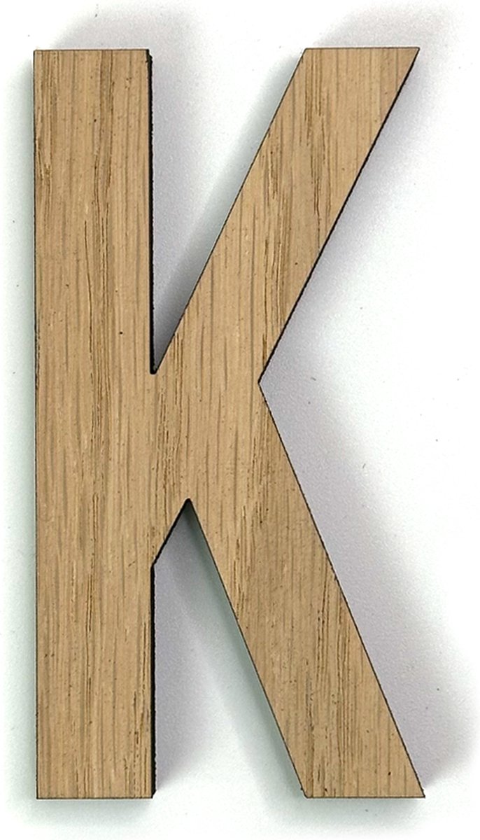 Houten letter K - 10 cm hoog