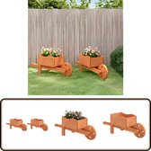 Bol.com vidaXL Plantenbakken - 2 stuks - Massief vurenhout Kruiwagen Plantenbak - Houten Plantenbak - Tuinkruk - Bloembak - Sier... aanbieding