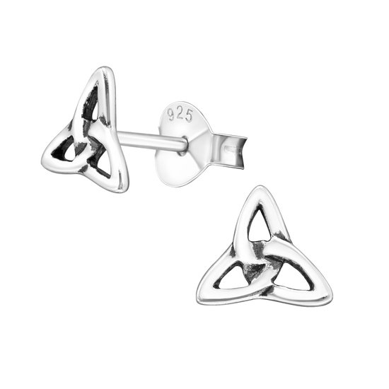 Aramat Jewels-Oorbellen-Zilveren Keltische Oorbellen--Triquetra-8mm--