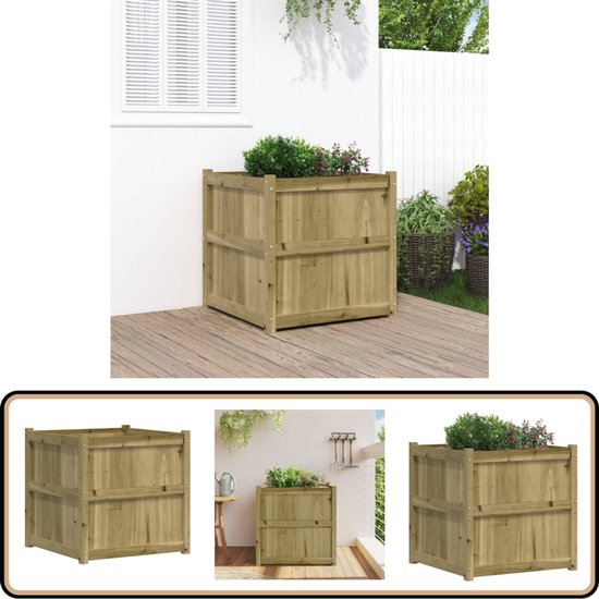 NIEUW houten plantenbak TOP plantenpot tuinterras compleet gemonteerd D6 wit (lengte 60cm