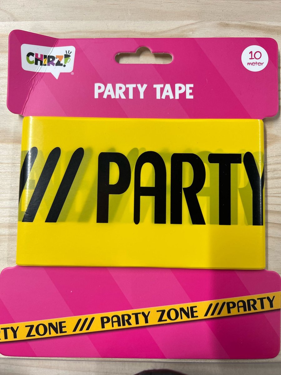Markeer afzetlint PARTY ZONE 10 METER - Feestartikelen/versieringen