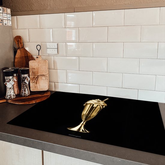 KitchenYeah® Protection plaque induction 80.2x52.2 cm - Milkshake - Or - Boire - Noir - Protege plaque de cuisson - Couvre plaque induction - Protecteur d'induction - Cuisine