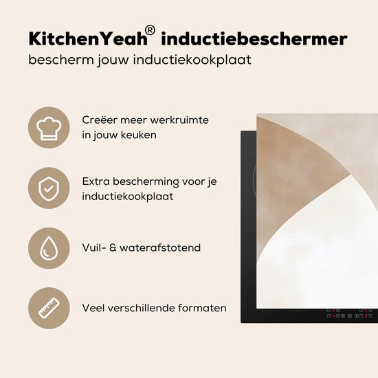 KitchenYeah® Protection plaque induction 74x48 cm - Marron - Japandi - Abstrait - Beige - Protege plaque de cuisson - Couvre plaque induction - Protecteur d'induction - Cuisine