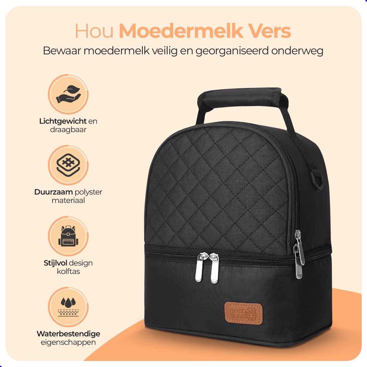 Goodston - Kolftas - Moedermelk tas - Moedermelk koeltas - Koeltas - Babyfles koeltas - Babymelk koelen - koeltas borstvoeding - Luiertas - Luiertassen - Rugtas dames - Rugtas meisje - Rugtassen - Zwart – foto 3