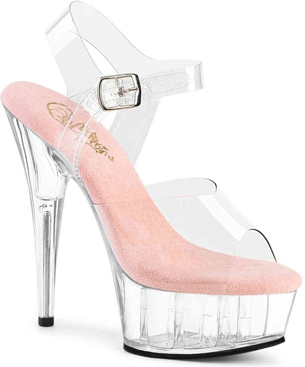 Pleaser DELIGHT-608 Sandaal met enkelband 41 Shoes Transparant Roze