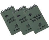 3 stuks - Notitieblok - notitieboeken - Notebook - Waterdicht notitieboeken - 7.6 x 12.7 cm - groen - Rechthoek - Voor Buitenactiviteiten - met Spiral - Draagbaar