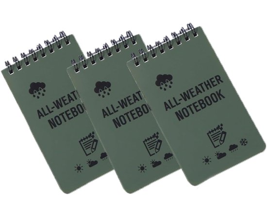 3 stuks - Notitieblok - notitieboeken - Notebook - Waterdicht notitieboeken - 7.6 x 12.7 cm - groen - Rechthoek - Voor Buitenactiviteiten - met Spiral - Draagbaar