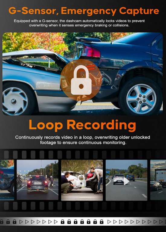 Dashcam - Daschcams - Voiture - Caméra - Avant - Arrière - Vidéo - Sécurité automobile - Sécurité de stationnement - Enregistrement - Jour et nuit - Prévention des dommages