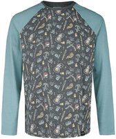 R.E.D. ROCK-ENGINEERED DESIGN Blauw-grijs raglan shirt met lange mouwen en oldskool motieven Mannen - M