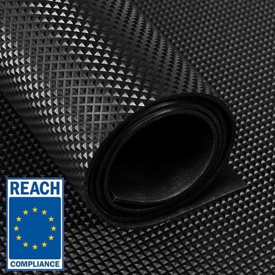 Rubber Op Rol Rubber loper / rubbermat op rol - Piramide motief zwart - 3 mm ...