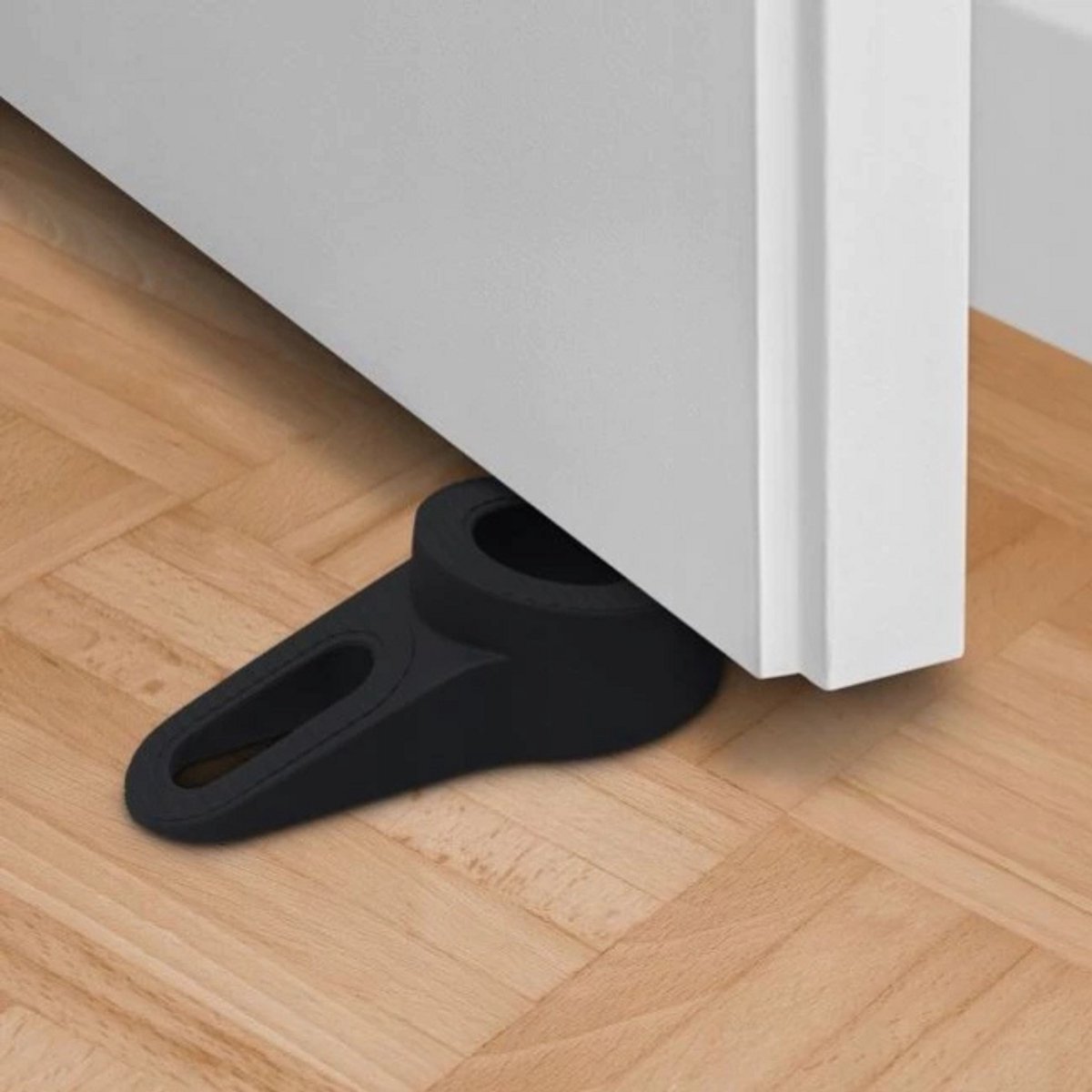 Dubbelzijdige Deurwig - Deurstopper - Zwart - Rubber - Binnen