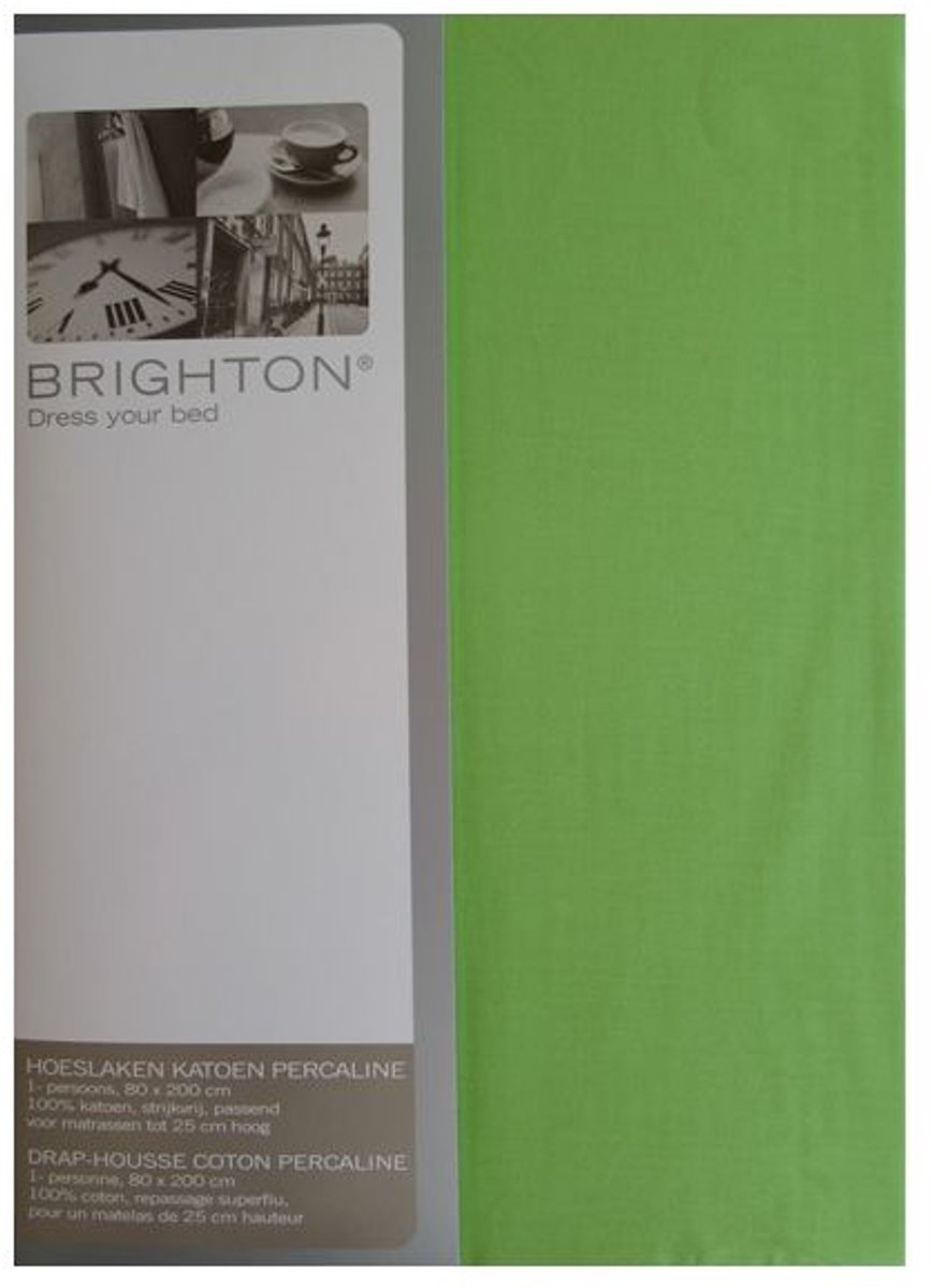 Brighton Hoeslaken - 100% Katoen Perkal - Eenpersoons - 90x220 cm - Lime