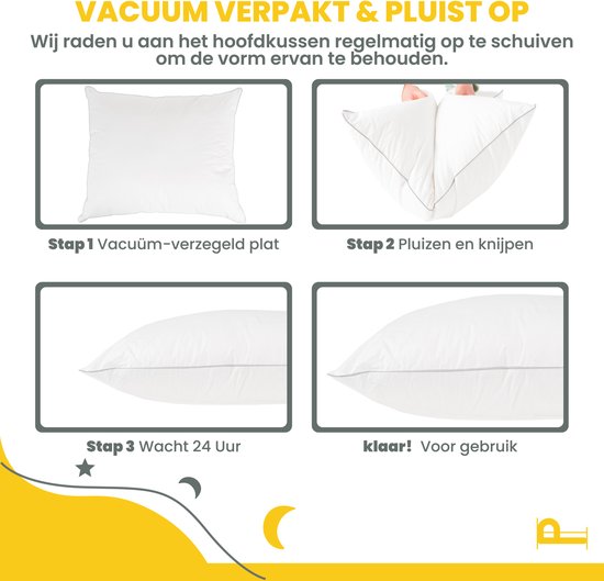 Oreiller Sleep Comfy de qualité hôtelière | 60x70 cm - Set de 2 - Essai de 30 jours - Comfort ultime - Soulage les douleurs cervicales et dorsales - Orthopédique et ergonomique - Convient à toutes les positions de sommeil