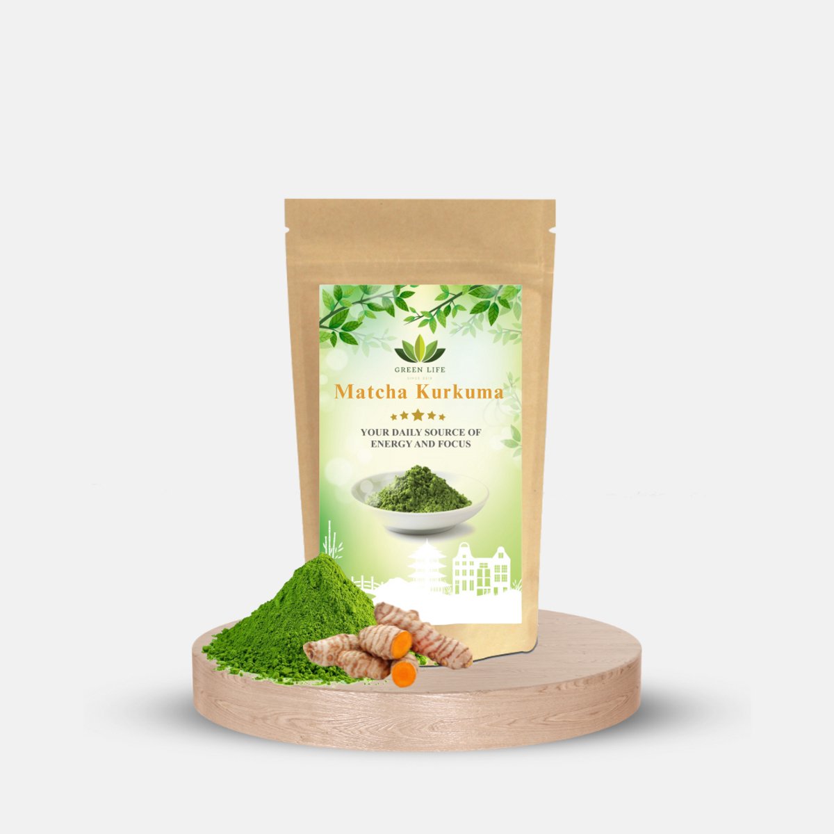 Japanse Matcha Thee Kurkuma - 50 gram - Een perfecte combi van de intense Matcha en Kurkuma smaak!