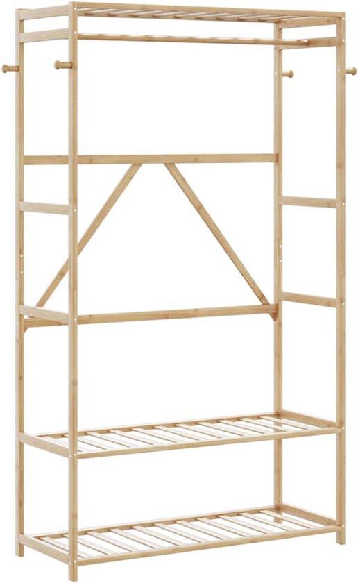 en.casa] Clothes rack Sogndal with 9 shelves 139x158x40cm bamboo